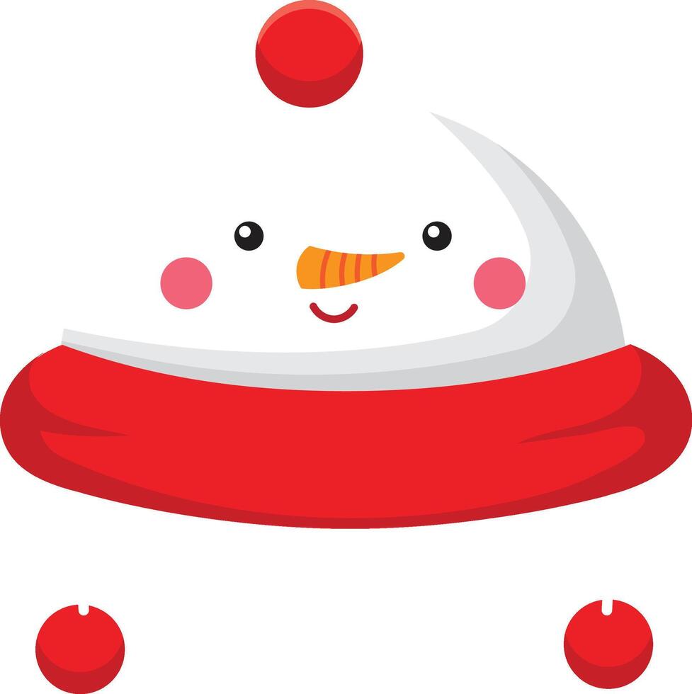 Cartoon snowman juggling red balls wearing a red scarf, smiling and looking forward on a white background, ideal for Christmas and winter projects vector
