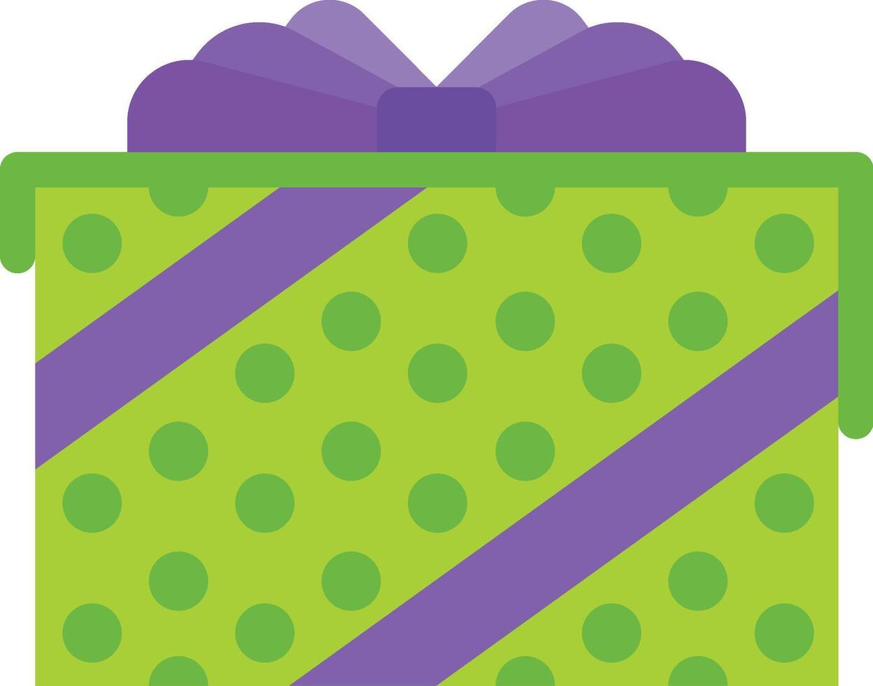 Green gift box wrapped with purple ribbon and bow, perfect for celebrating a special occasion like a birthday or Christmas, adding a touch of festive cheer to any celebration vector