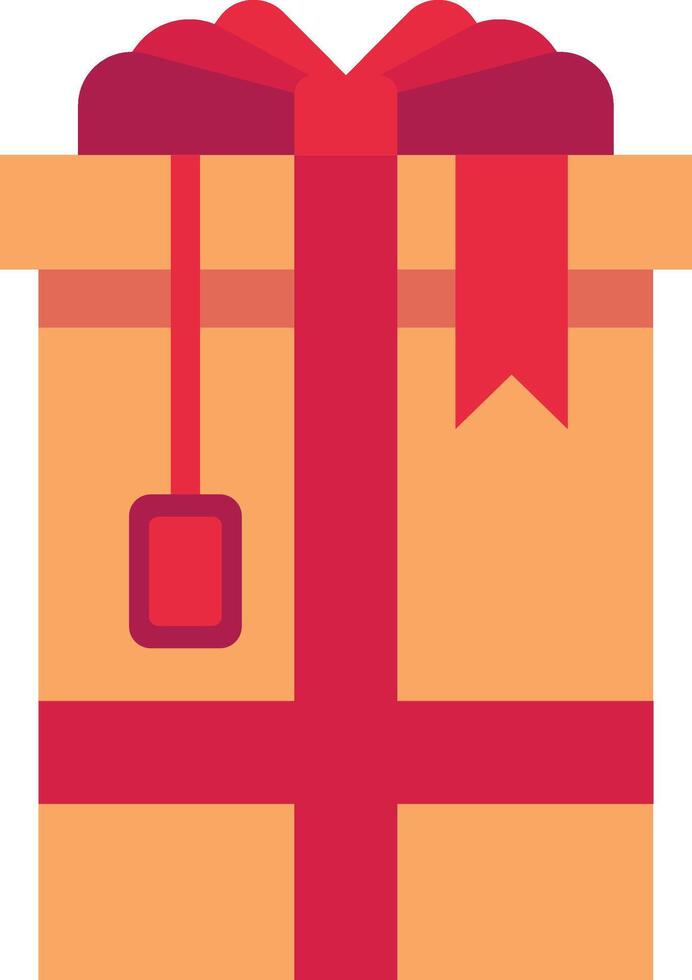 Bright orange gift box adorned with vibrant red and purple ribbons and a charming label, perfectly prepared for celebrating special occasions like birthdays or holidays vector
