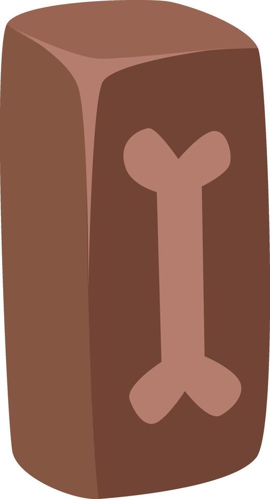 Brown dog treat featuring a playful bone symbol, sitting patiently for a hungry pet. Simple cartoon style illustration, isolated against a bright white background vector