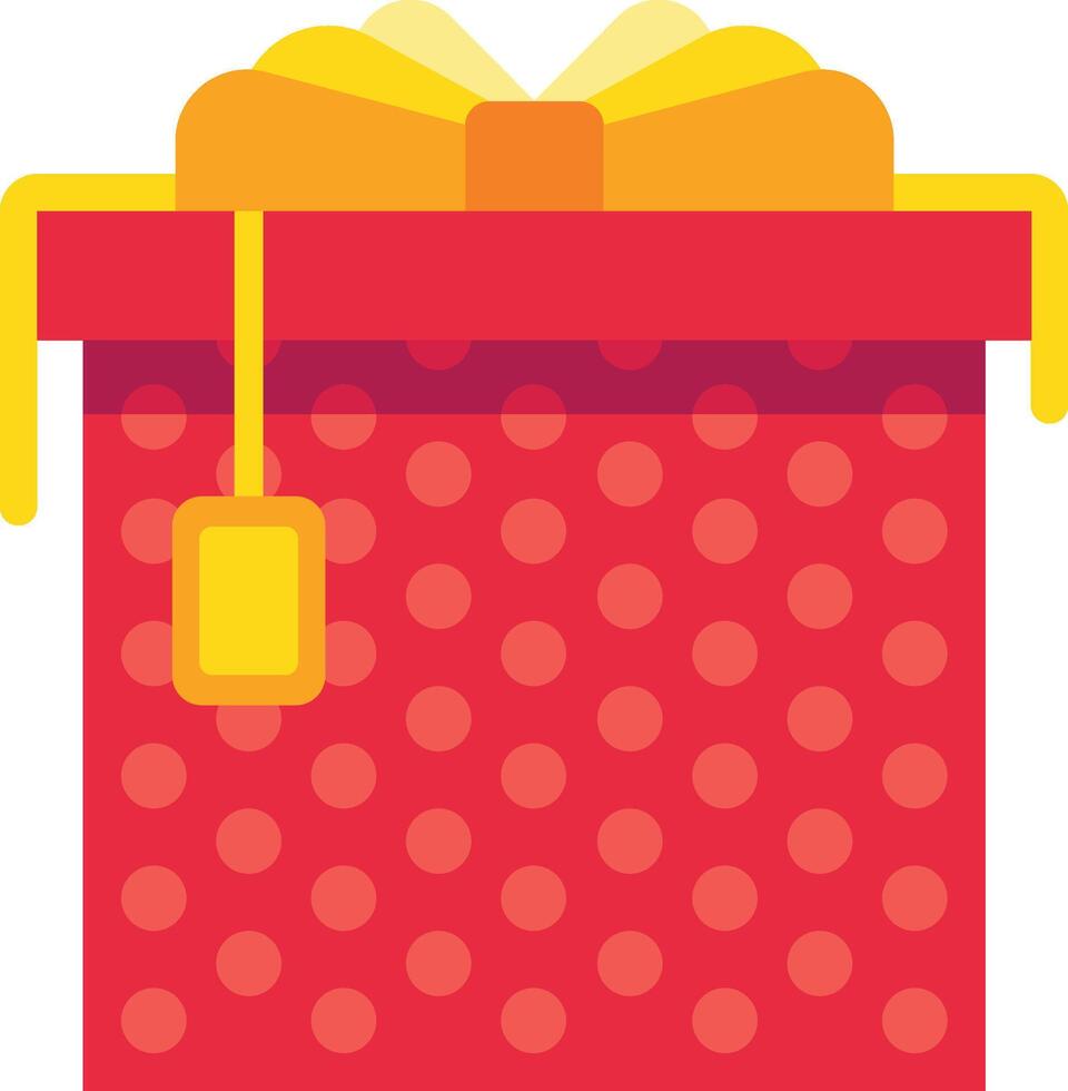 Bright red gift box adorned with a cheerful yellow bow and playful polka dots, symbolizing joy and celebration for birthdays, holidays, and special occasions vector