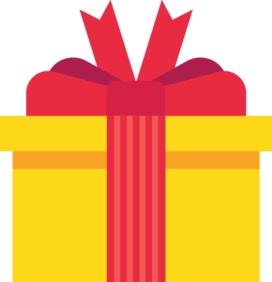 Yellow gift box wrapped with a red ribbon and a bow, symbolizing celebration, surprise, and special occasions, perfect for birthdays, holidays, or any festive event vector