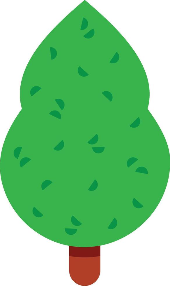 Stylized green tree featuring a rounded, teardrop shaped crown and a sturdy brown trunk, radiating tranquility and showcasing the beauty of nature in a vibrant, decorative design vector