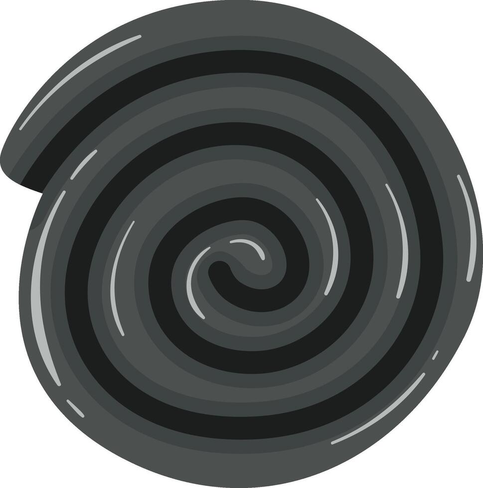 Liquorice candy twisting into a mesmerizing spiral, showcasing light reflections against a clean white background, creating an enticing and playful visual treat vector
