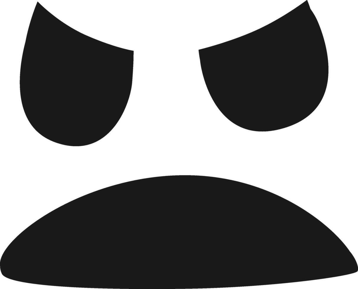 Stylized graphic representing an angry face conveying negative emotions such as displeasure, frustration, or irritation through a frowning mouth and narrowed eyes vector