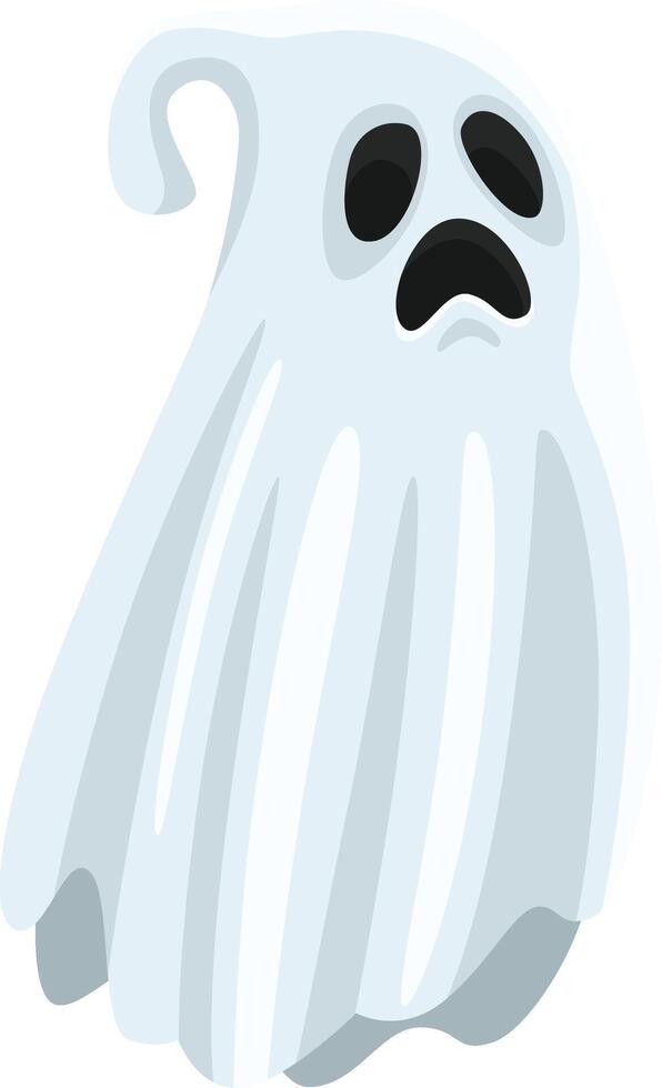 Halloween ghost floating with spooky face and surprised expression, ideal for halloween projects, printed materials, websites, social media posts, and more vector