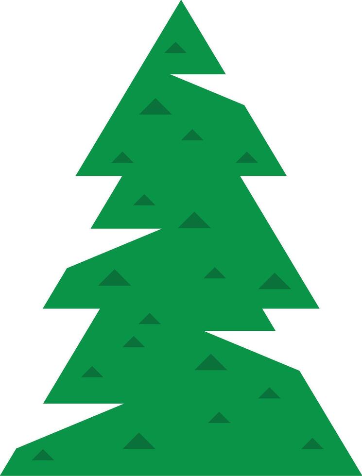 Minimalist illustration representing a stylized green christmas tree with triangular branches and decorations, isolated on a white background, ideal for christmas or winter themed projects vector