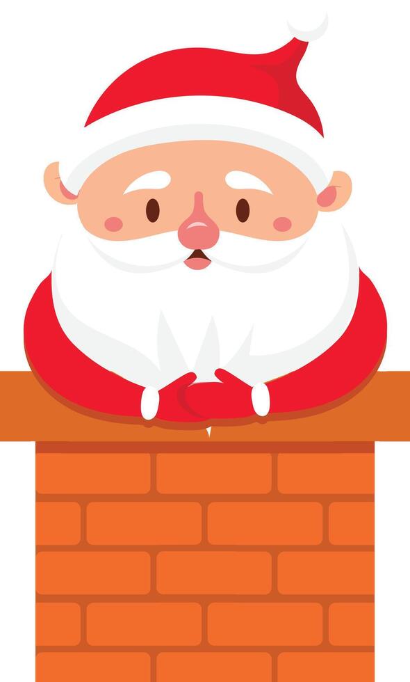 Santa Claus popping out of a chimney, joyfully delivering gifts on Christmas Eve, embodies the magic and celebration of the winter holidays and cherished traditions vector