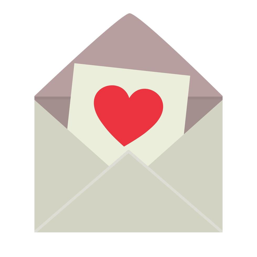 Open envelope with letter with red heart vector