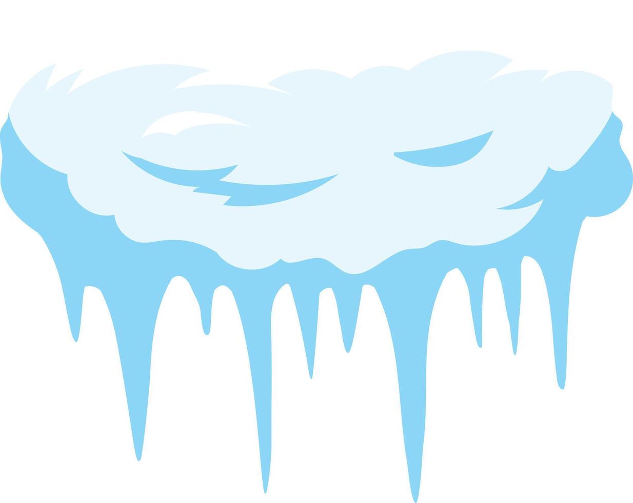 Snowdrift featuring hanging icicles, isolated against a white background, creating a winter wonderland. Perfect for Christmas and New Year designs, evoking seasonal cheer vector