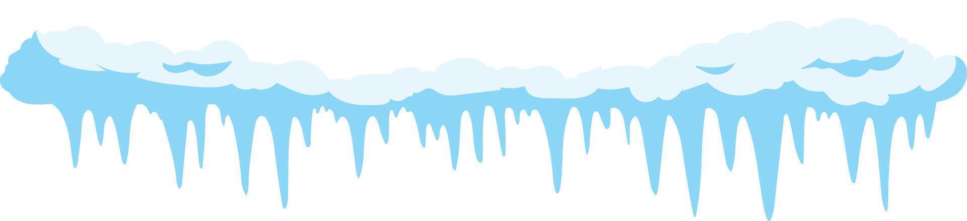 Snow covered roof with hanging icicles creates a winter wonderland scene, perfect for representing cold weather, freezing temperatures, and the beauty of nature during wintertime vector