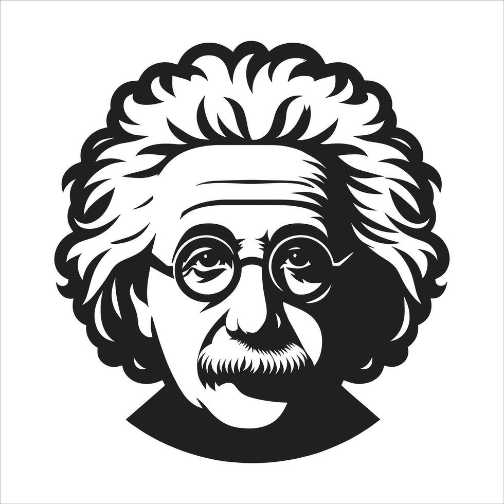 Albert Einstein gratis ilustración como un matemático y genial científico en un laboratorio con experimentos vector