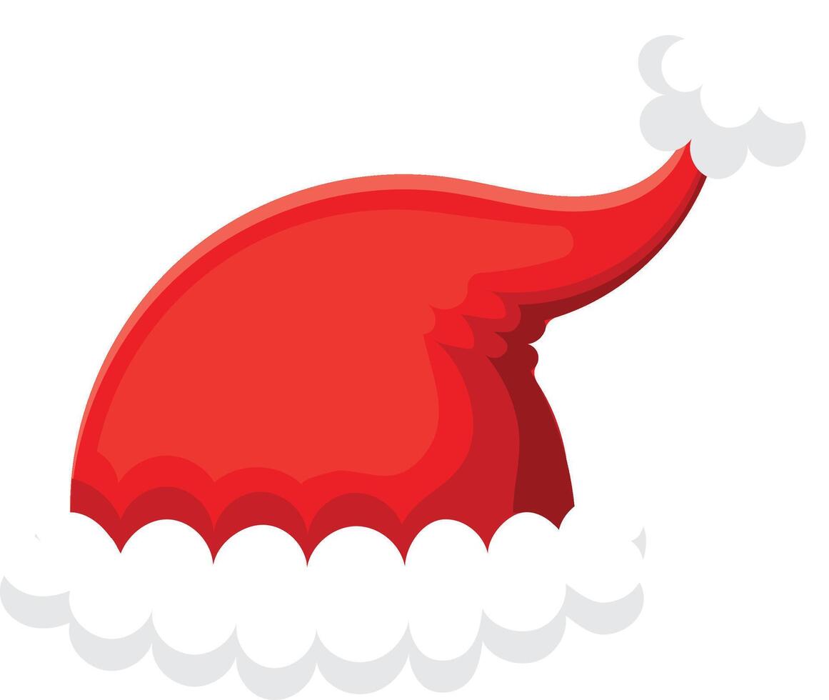 Red Santa Claus hat with white fur trim, symbolizing Christmas spirit and holiday cheer, evoking feelings of joy, giving, and festive celebrations vector