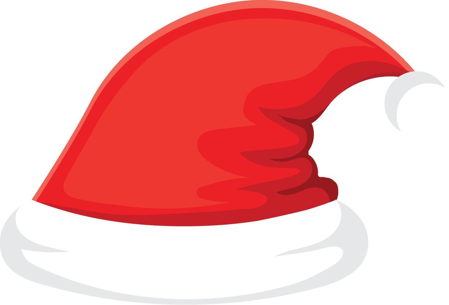 Red Santa Claus hat with white fur trim, slightly tilted and blowing in the wind, a festive symbol of Christmas and holiday cheer, isolated on white for easy integration into designs vector