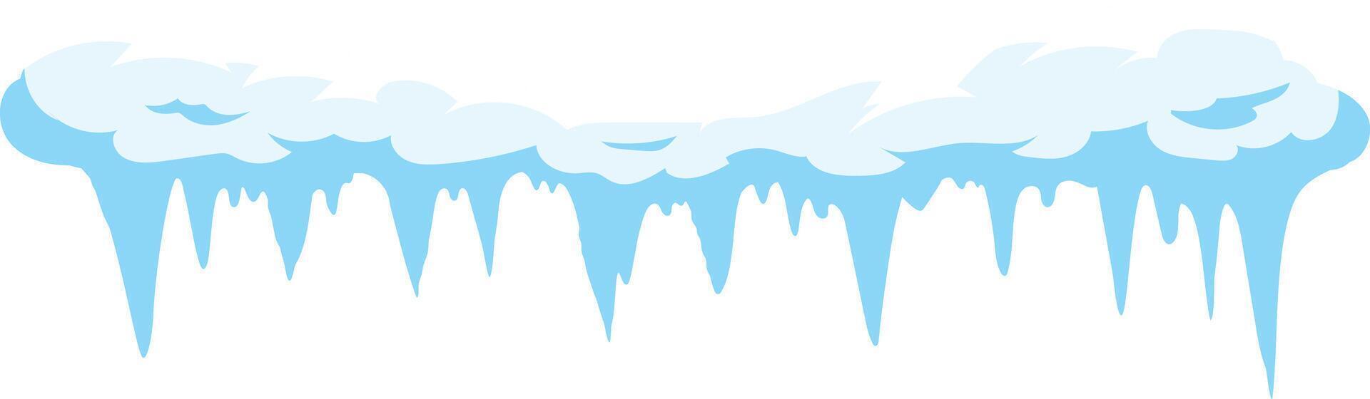 Seamless illustration featuring a row of icicles gracefully hanging from a snow and ice formation, set against a clean white background, capturing the essence of winter's chill vector