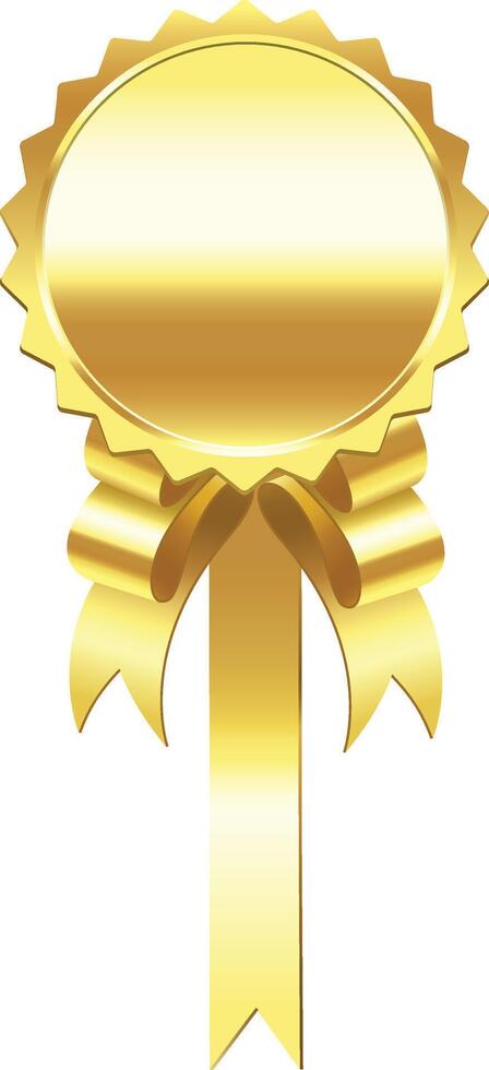 Golden seal featuring a ribbon, symbolizing achievement, quality, and success, isolated against a clean white background, perfect for highlighting awards and recognition vector