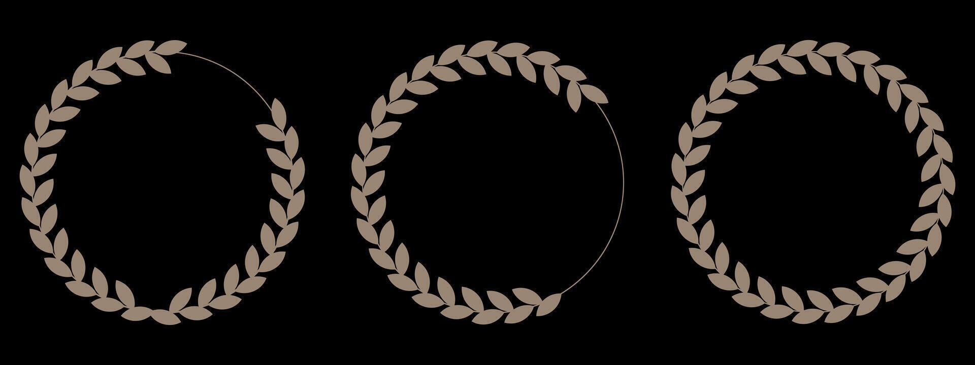 Decorative frame set. Laurel wreaths of victory icons. Vintage Grek circle frame. Ornament luxury frames. Wedding banner, label, card, geometric background. Laurel wreaths frames vector