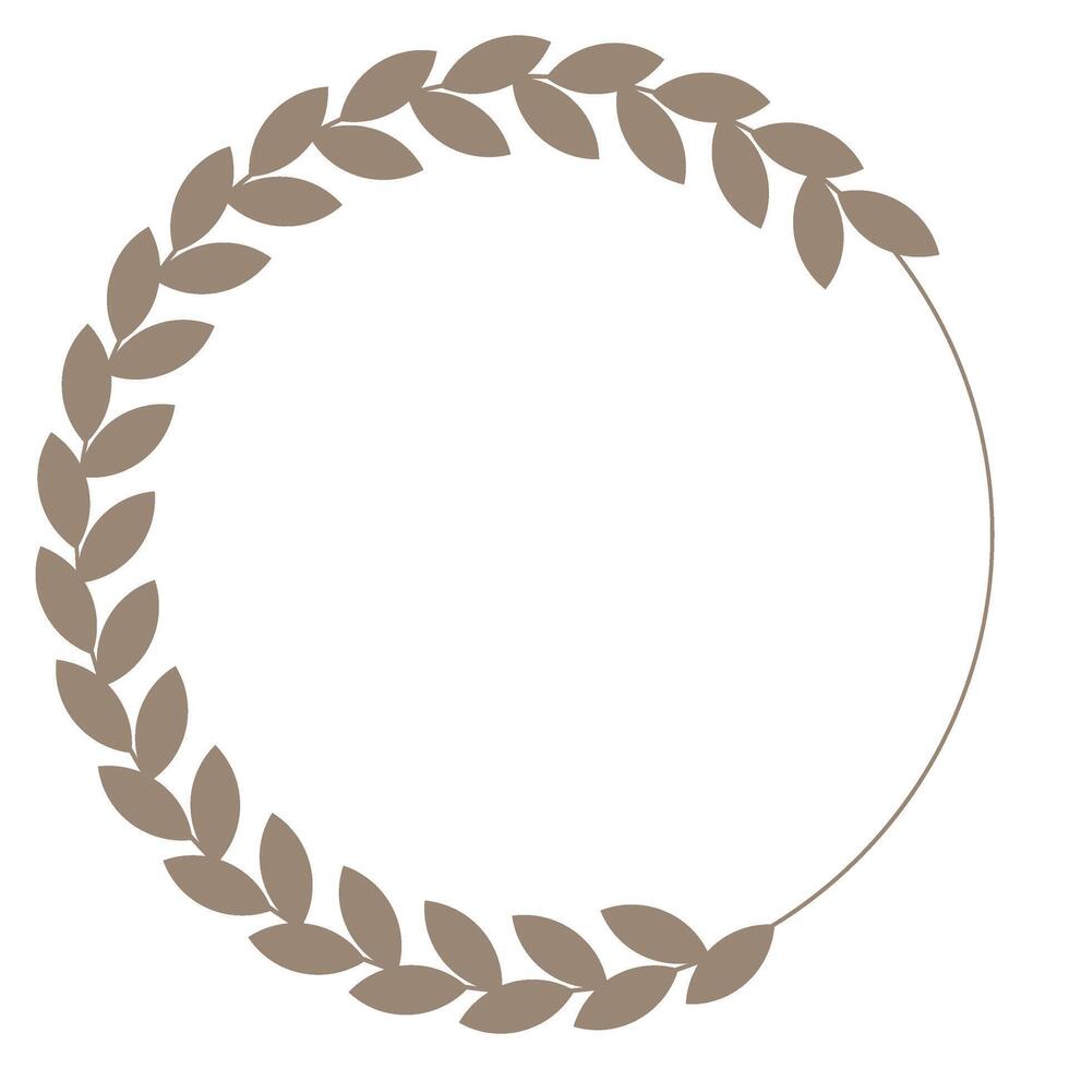 Golden circular laurel olive branche, greek wreath. Gold laurel wreath frame. Laurel wreath of victory icon. A winner award, emblem decoration design, triumph. Heraldic design element. Flat vector