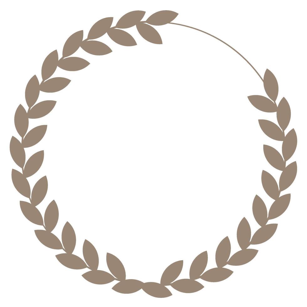 Gold laurel wreath frame, Golden circular laurel olive branche greek wreath. Laurel wreath of victory icon. A winner award, emblem decoration design, triumph. Heraldic design element. Flat vector