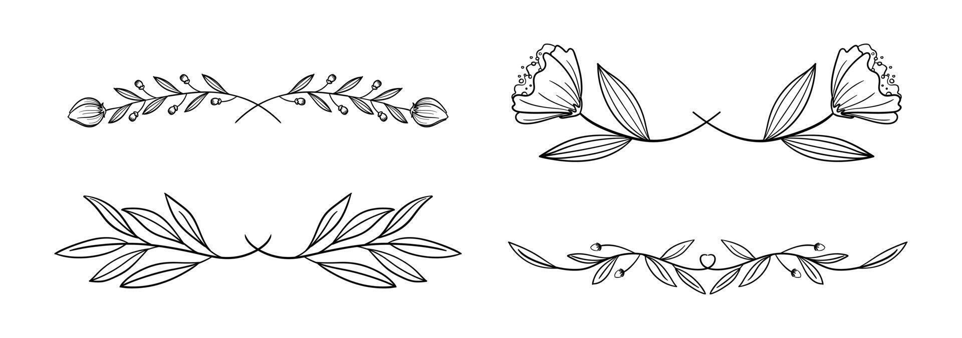 Set of decorative florish dividers on black colour vector