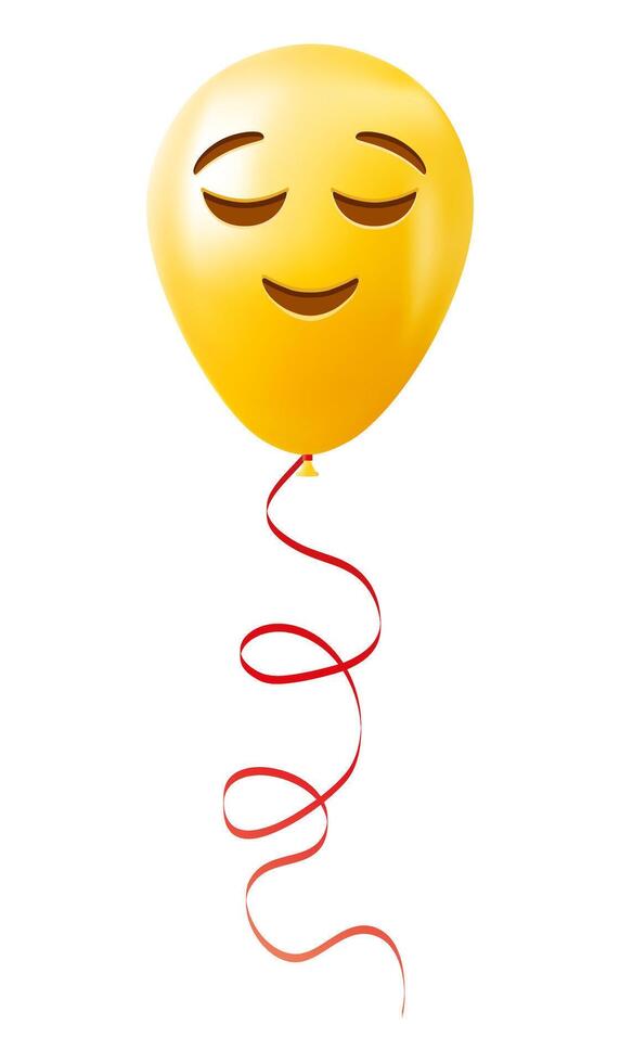 Emoji yellow balloon with slightly smiling face vector