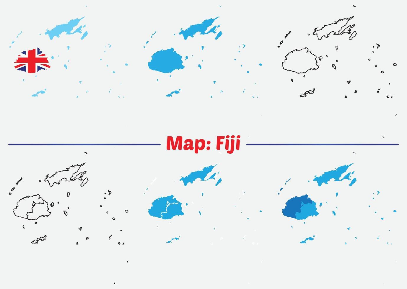 Fiji map set. Fiji map Simple . modern map design, blue color with region. vector