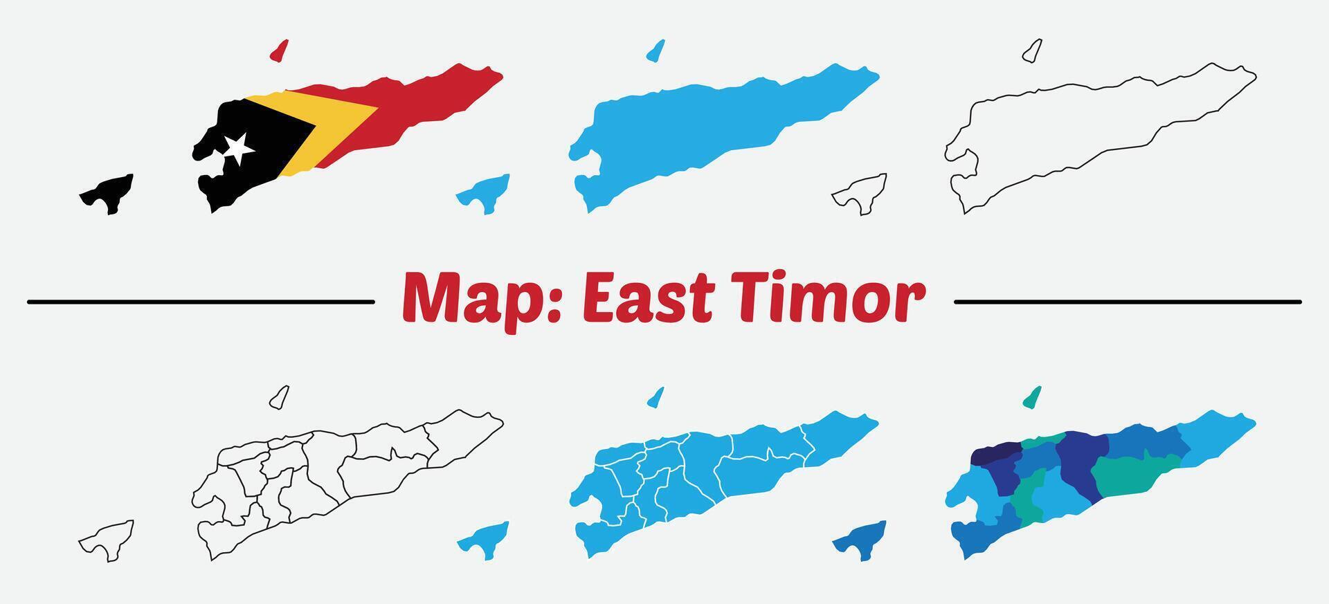 East timor map set. High Detailed Copper Map of East Timor blue silhouttee, outline map design. vector
