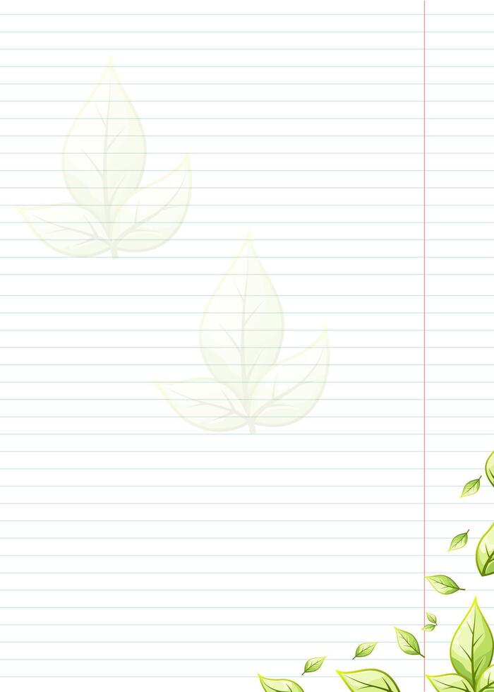 blank striped sheet with stylized green leaves vector