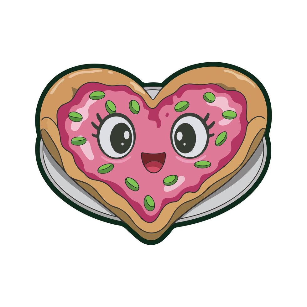 Heart cake for St. Valentine's Day, Mother's Day, or Birthday, decorated with roses and pink sugar hearts on red background vector