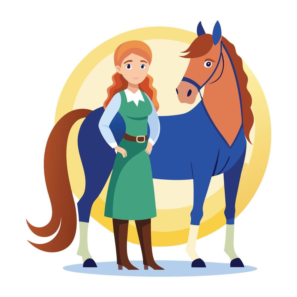 A woman riding horse cartoon vector