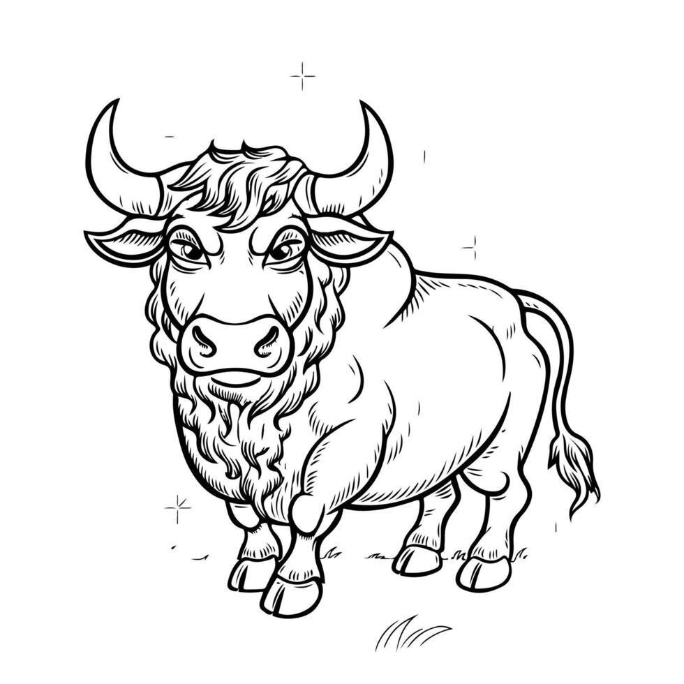 Bull standing silhouette vector