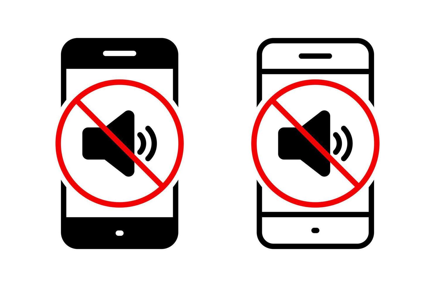 Mute sound phone icon. No audio speaker sign. Silent cellphone symbol vector