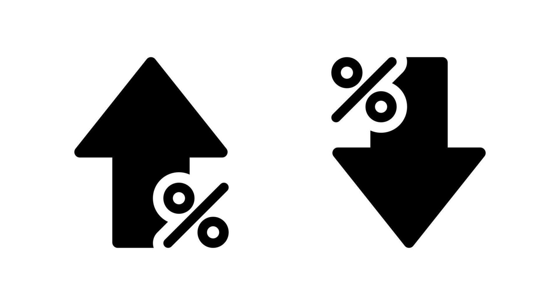 Percent growth and decline icon. Increase and decrease percentage arrow concept vector