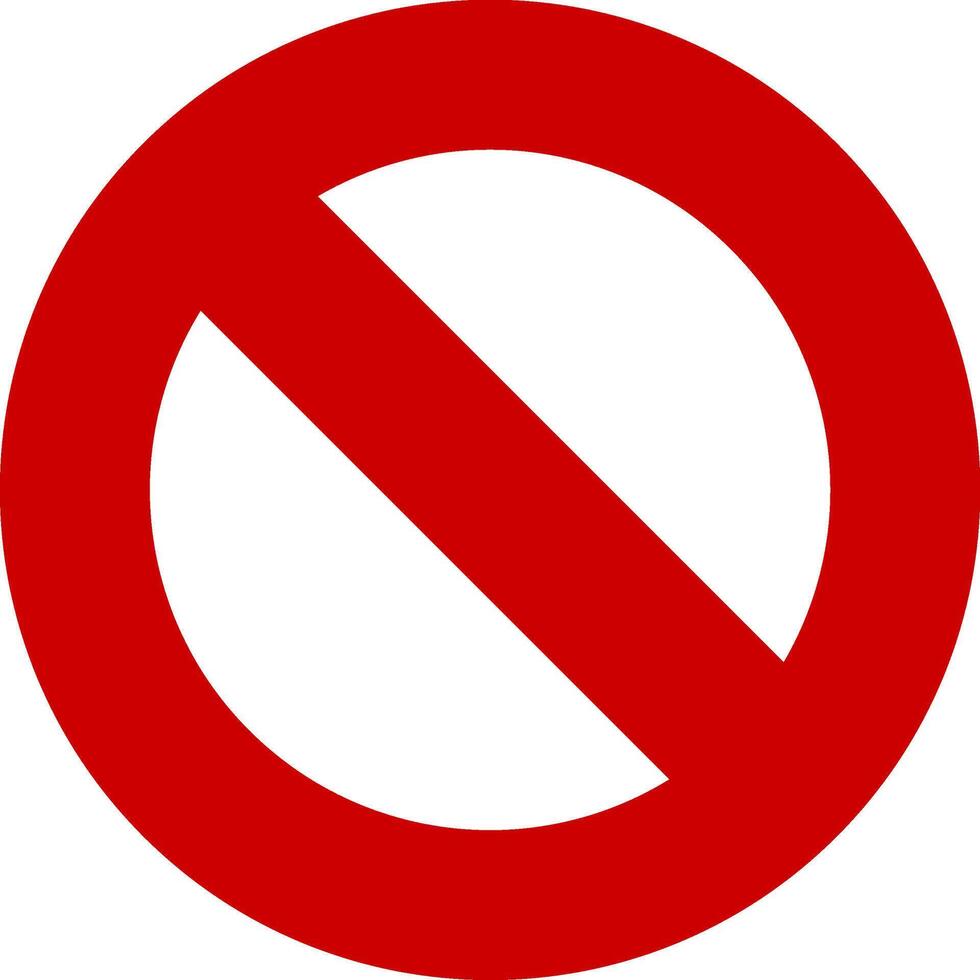 Red Prohibition circle flat symbol. Warning caution banned icon. No entry stop sign. Forbidden icon ornament illustration isolated on white background vector