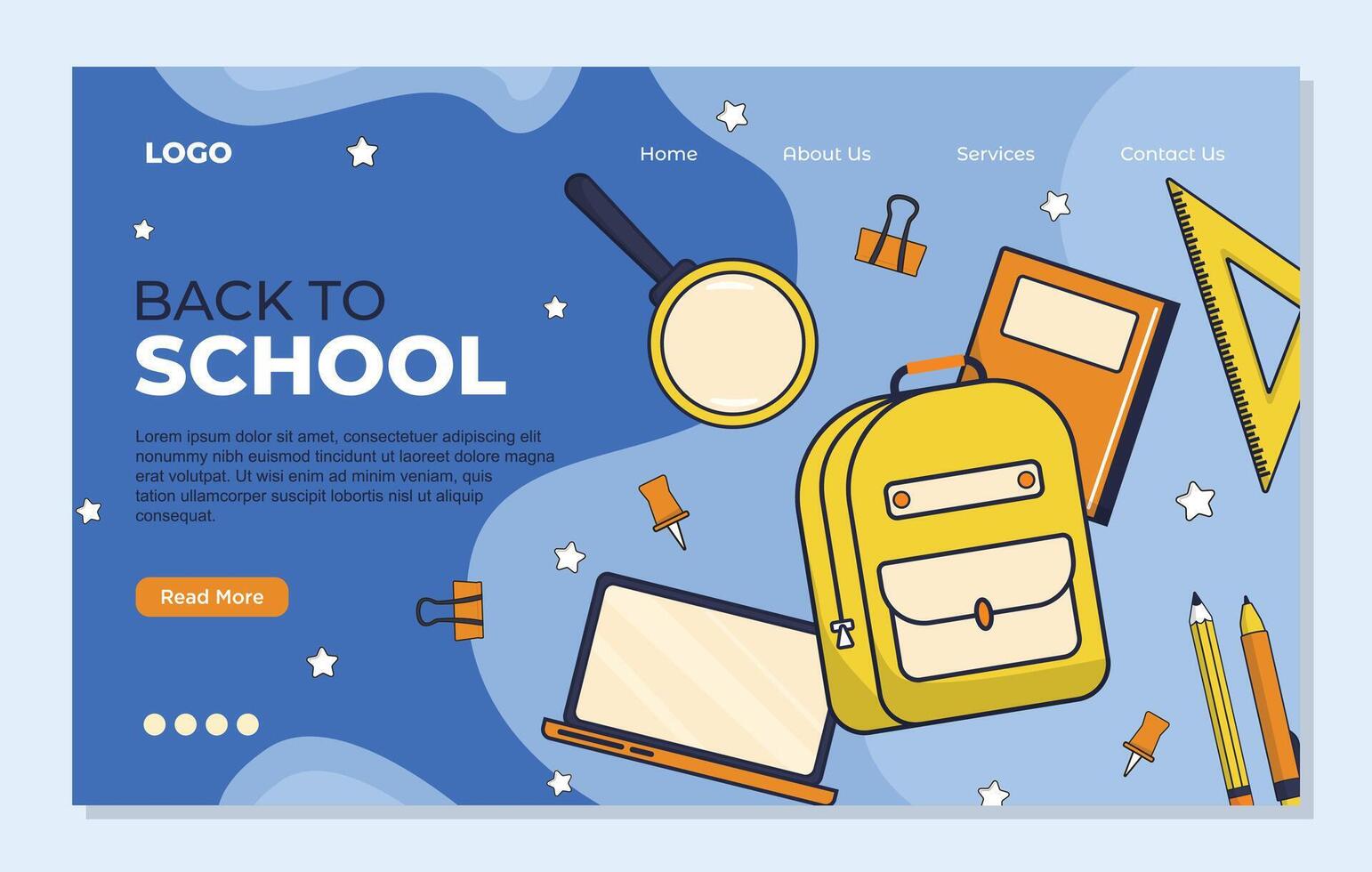 Back to school landing page template sale banner. illustration in flat style. vector