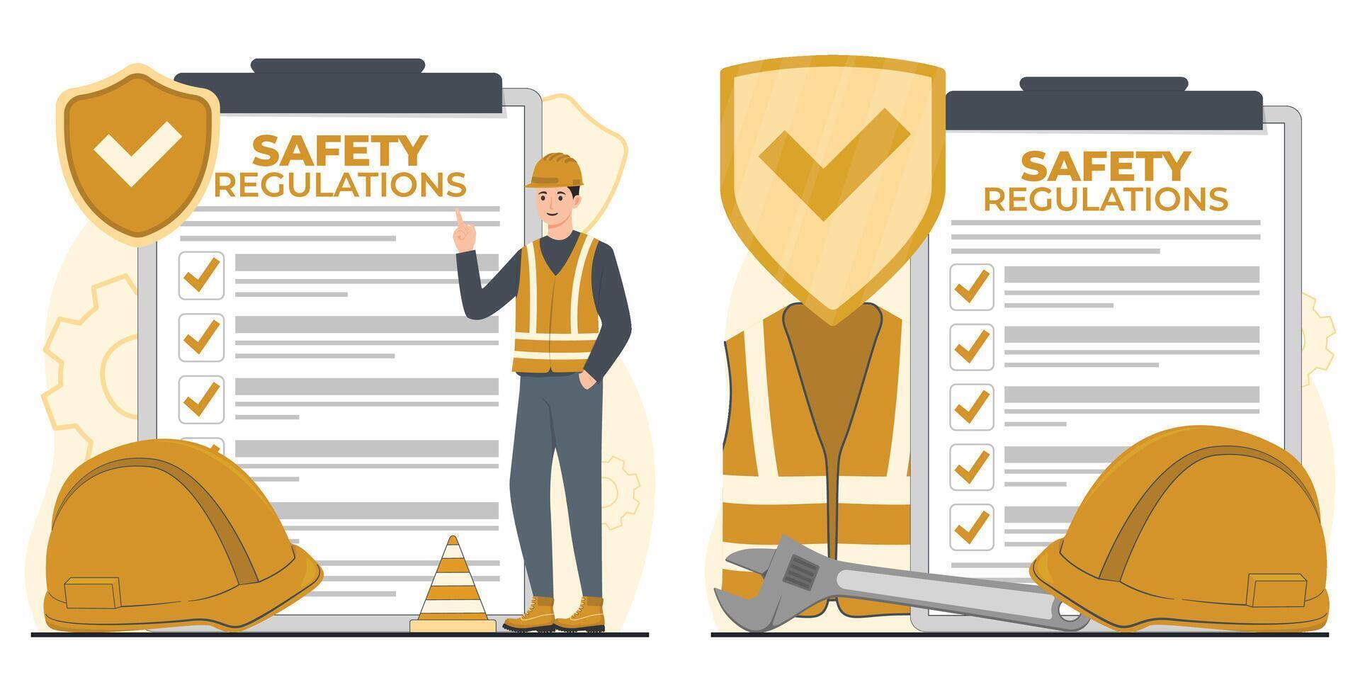 Safety regulations. Safety rules. Construction safety rules. illustration. vector