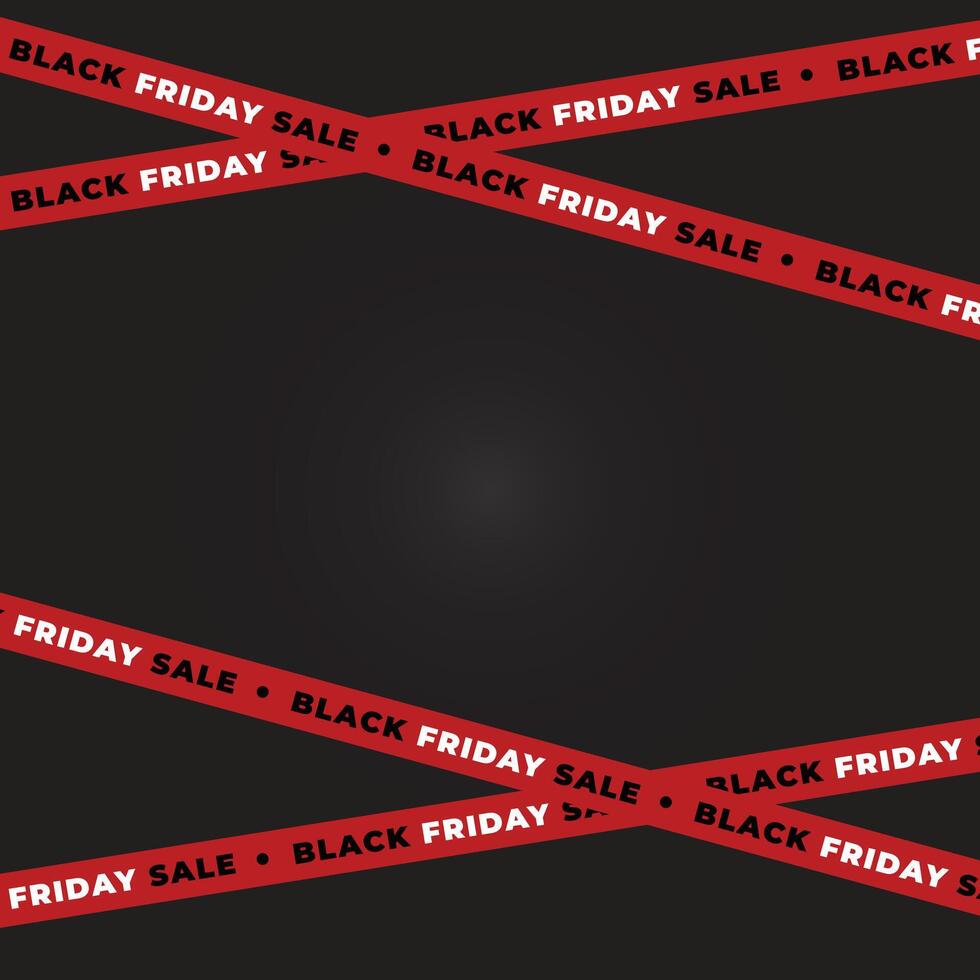 Red ribbons for the Black Friday sale on a black background. Crossed ribbon with Black Friday sale lettering vector