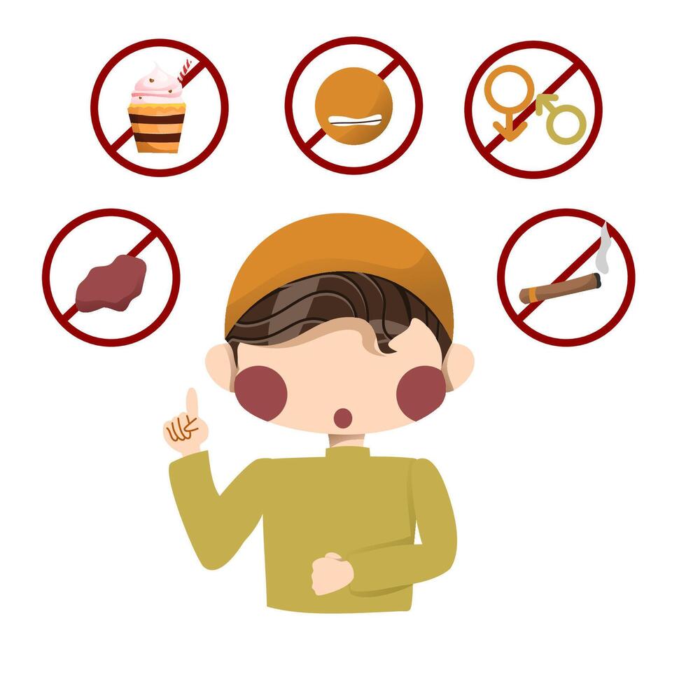 prohibitions when fasting in the month of Ramadan vector