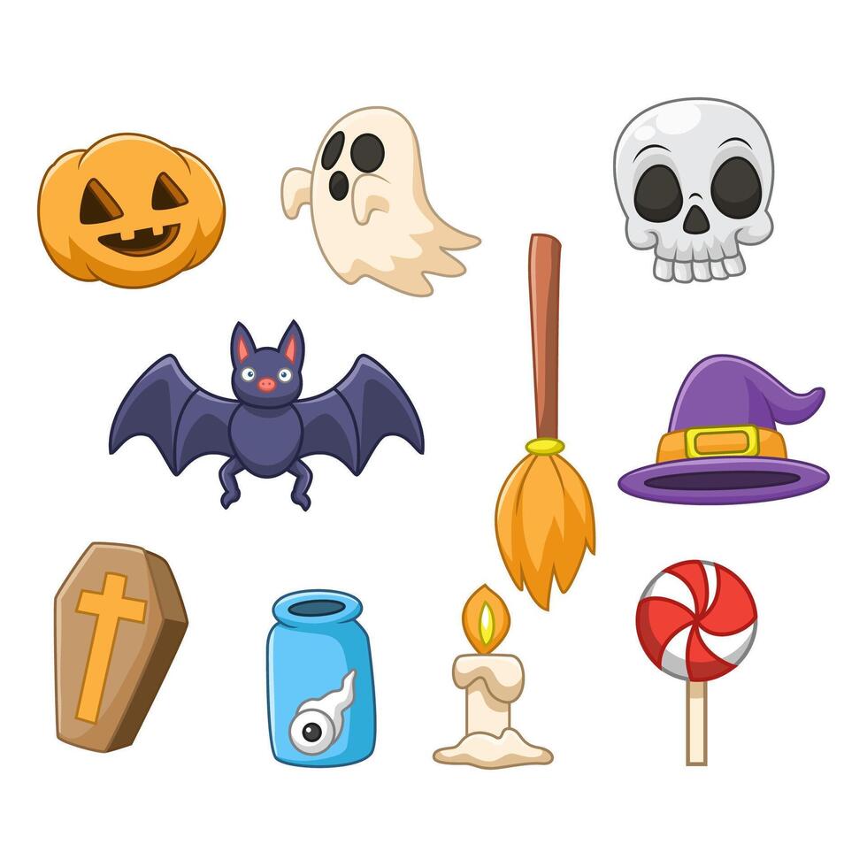 Set of Halloween elements illustration vector
