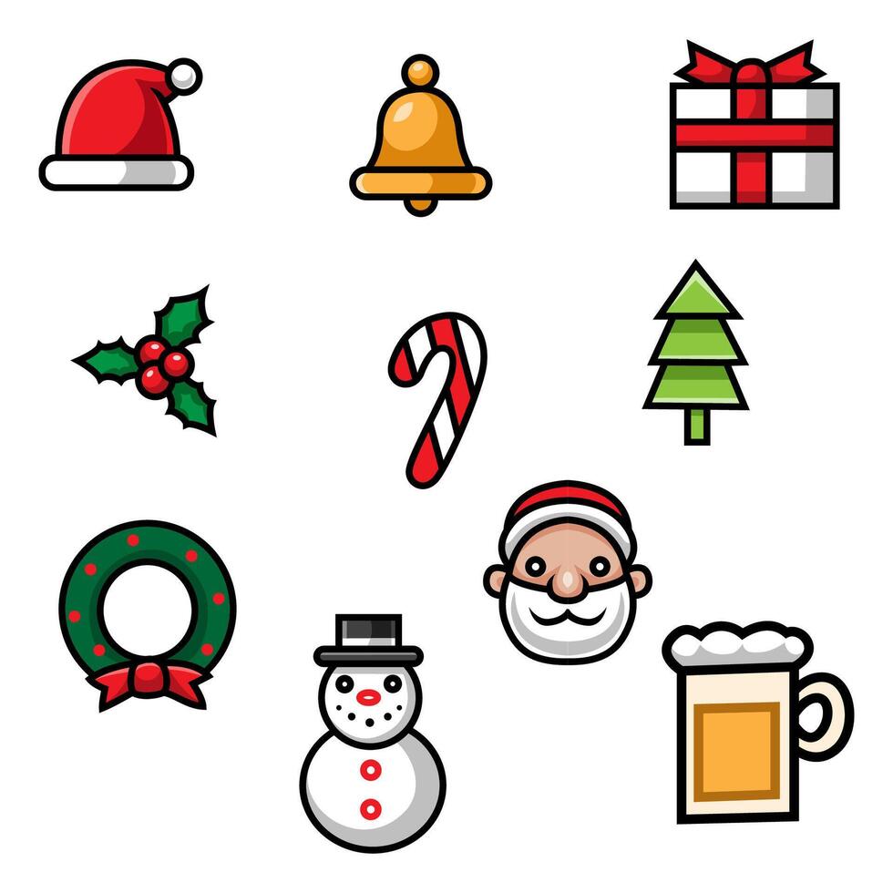 Set of Merry Christmas elements vector