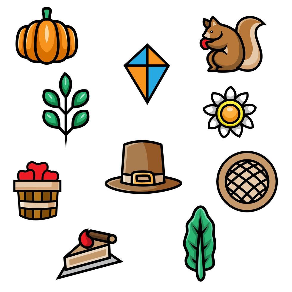 Set of Fall elements isolated on white background vector