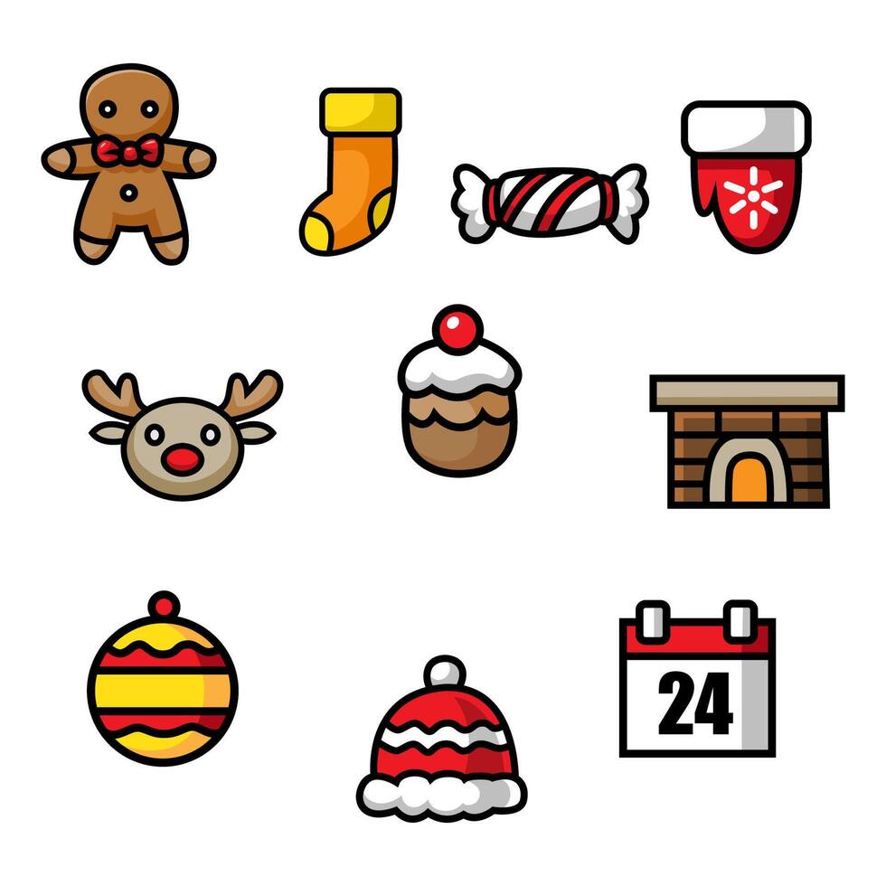 Collection of Merry Christmas icons vector