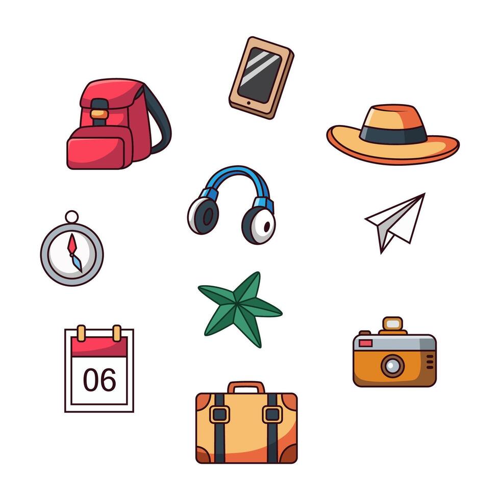 Set of Travel Elements Illustration vector
