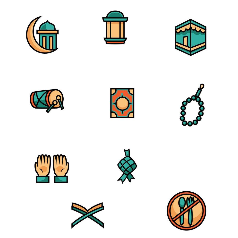Set of islamic elements illustration vector