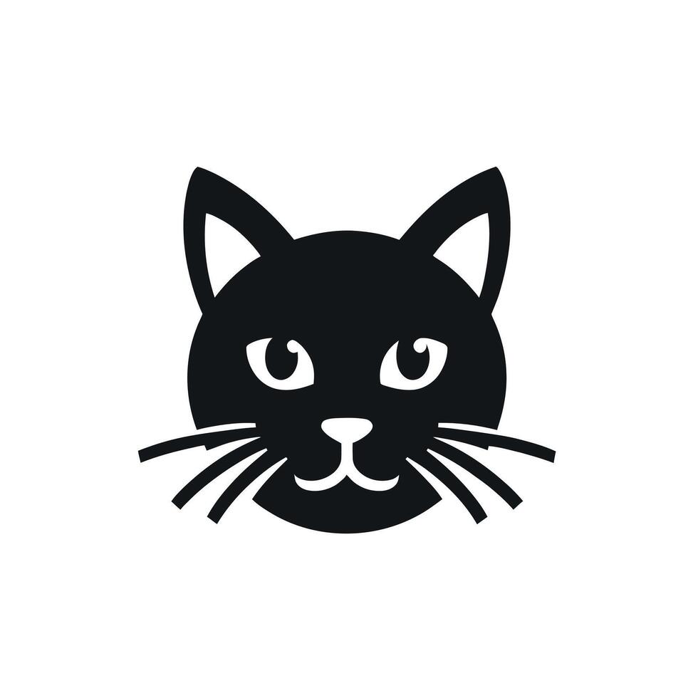Cat head silhouette illustration vector