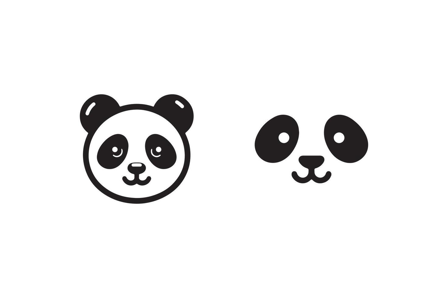 Panda face silhouette illustration vector