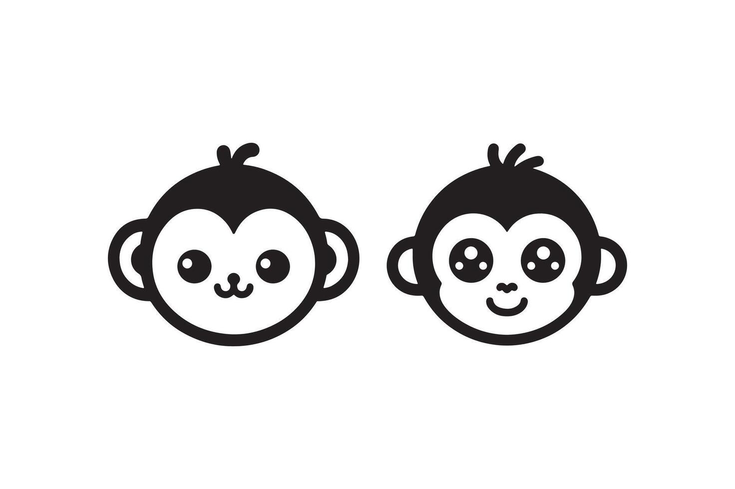 Monkey head silhouette illustration vector