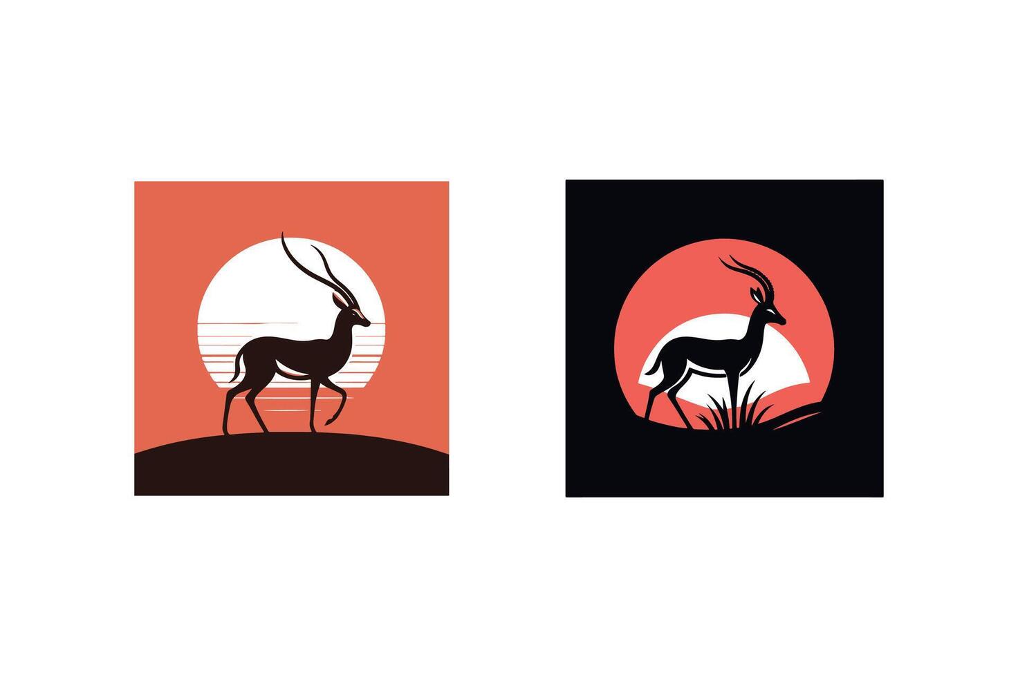 two different designs of antelope in the desert vector