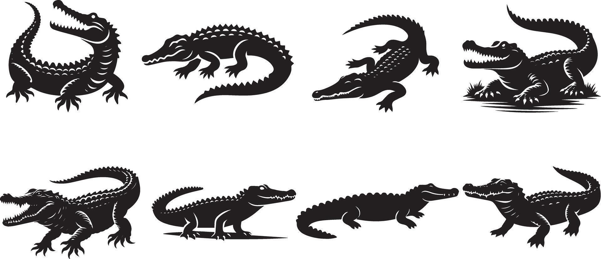 Crocodile silhouette isolated in white background vector