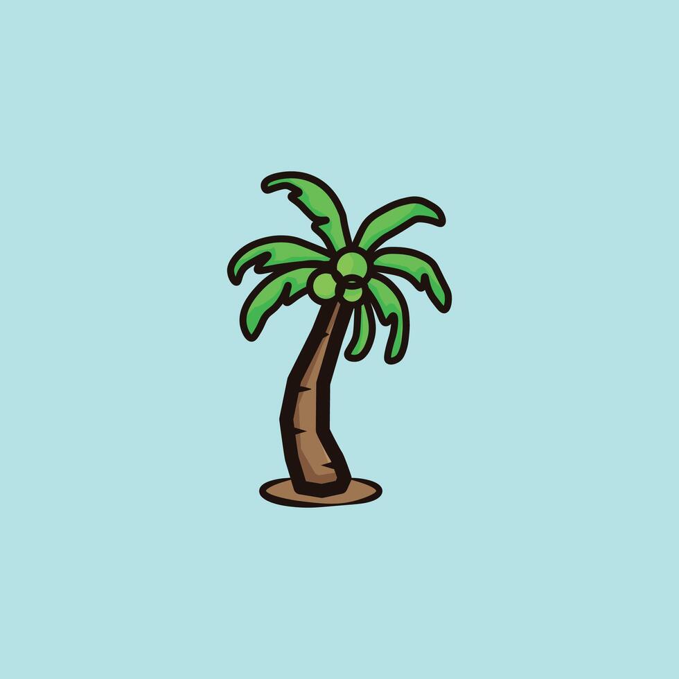 Coconut tree outline color design vector